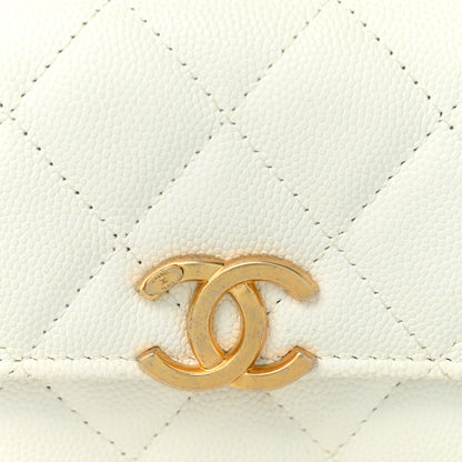 Chanel Caviar Quilted Bracelet On Chain Clutch White 9 of 12