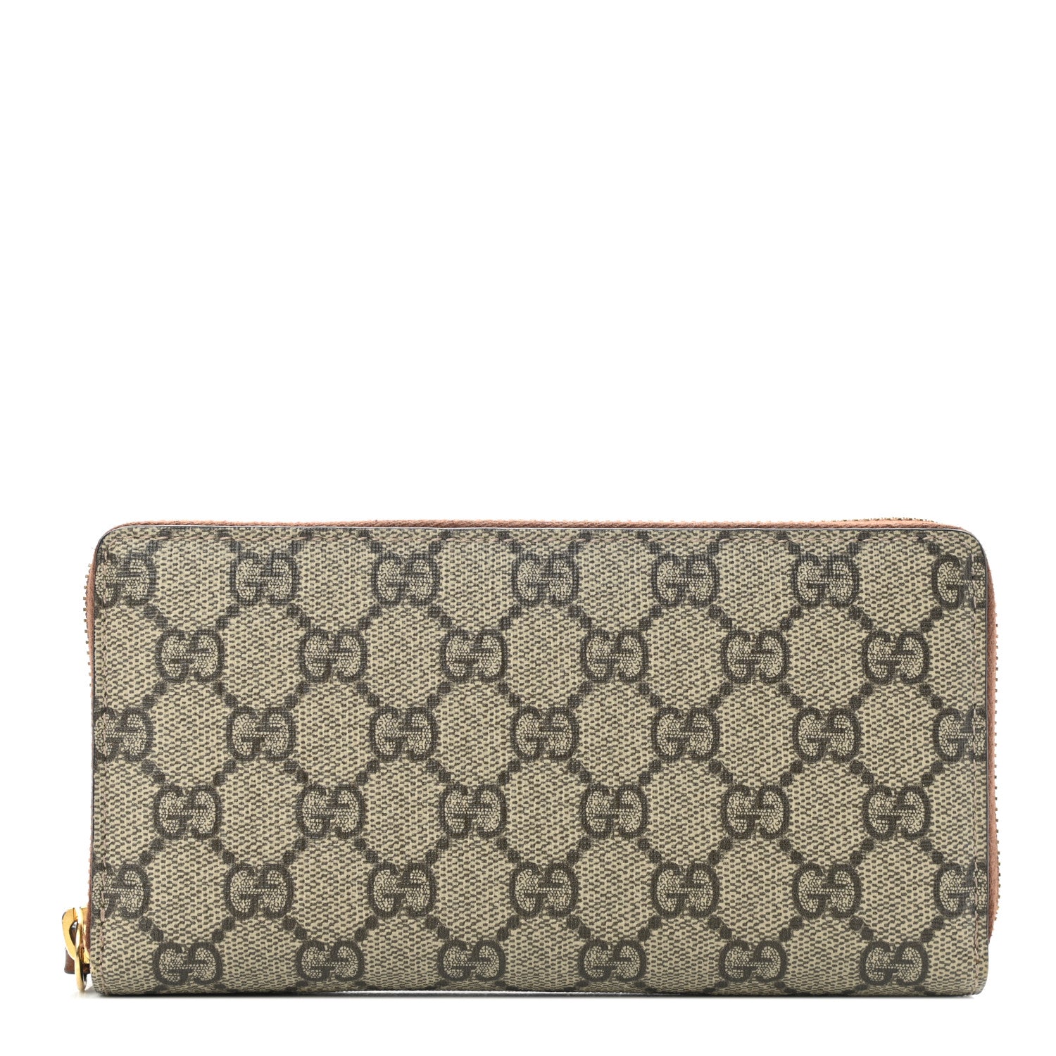 Gucci GG Supreme Monogram Cuoio Toscano Zip Around Wallet Beige Ebony Cuir 1 of 8
