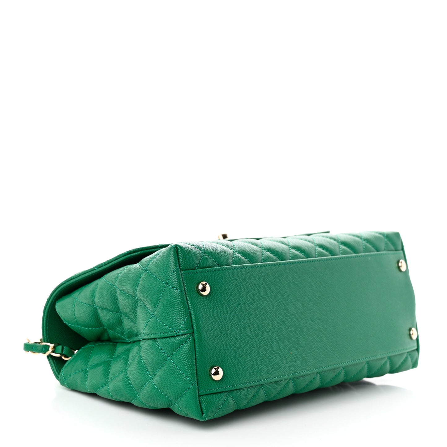 Caviar Quilted Small Coco Handle Flap Green