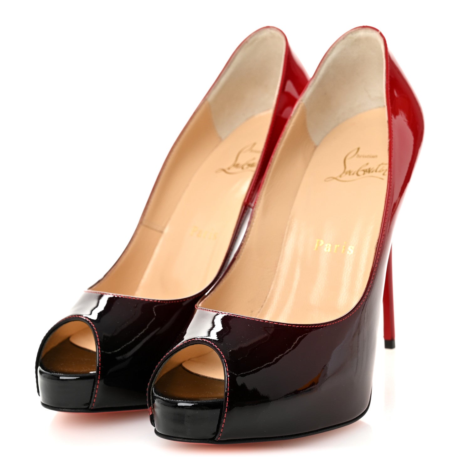 Christian Louboutin Patent Degrade New Very Prive 120 Pumps 37 Black Red 3 of 8