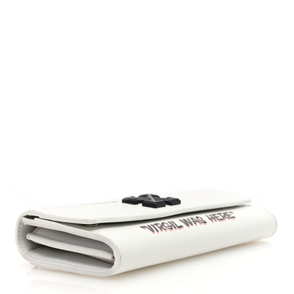 Off-White Calfskin Jitney Logo Flap Wallet On Chain White 4 of 10