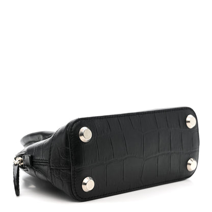 Balenciaga Calfskin Logo Crocodile Embossed XXS Ville Top Handle Bag Black 4 of 12