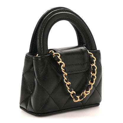 Chanel Shiny Lambskin Quilted Mini Kelly Bag Charm Black 3 of 10
