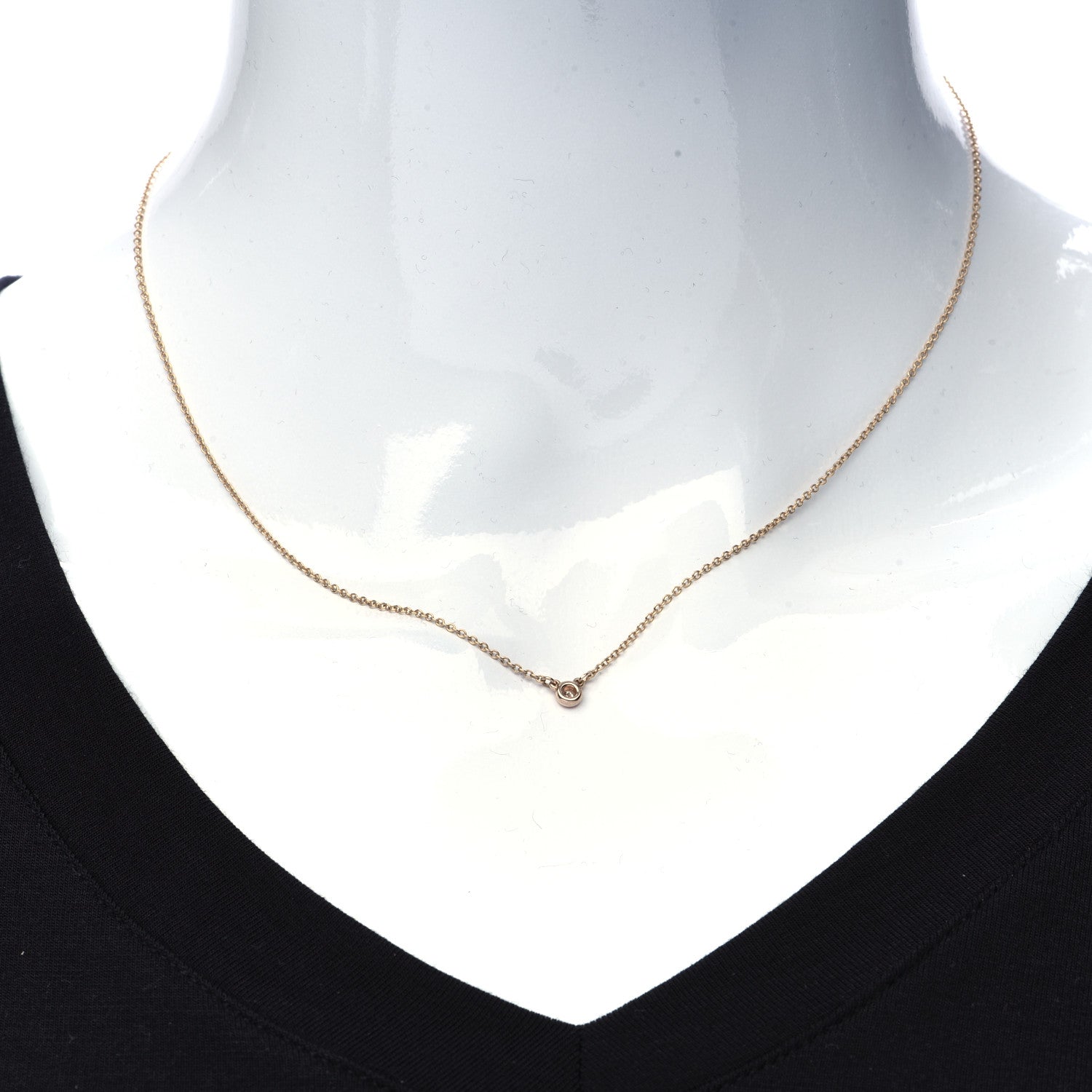 Tiffany 18K Rose Gold Diamond .03ct Elsa Peretti Diamonds by the Yard Pendant Necklace 2 of 5