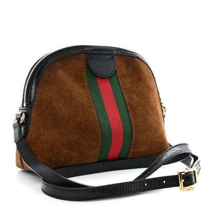 Gucci Suede Patent Web Small Ophidia Dome Shoulder Bag Nocciola Black 3 of 10