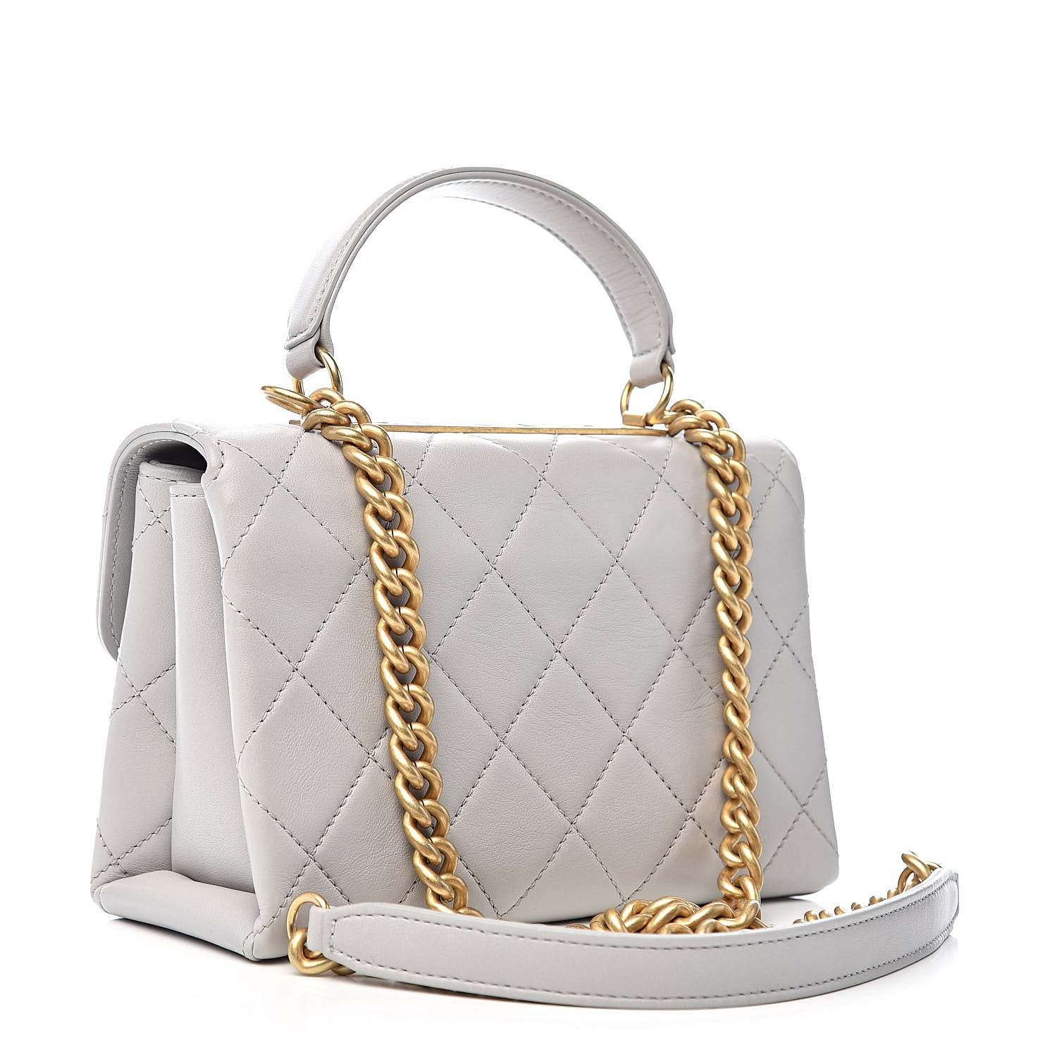 Chanel Lambskin Quilted Small Trendy Spirit Top Handle Bag Light Grey 3 of 11