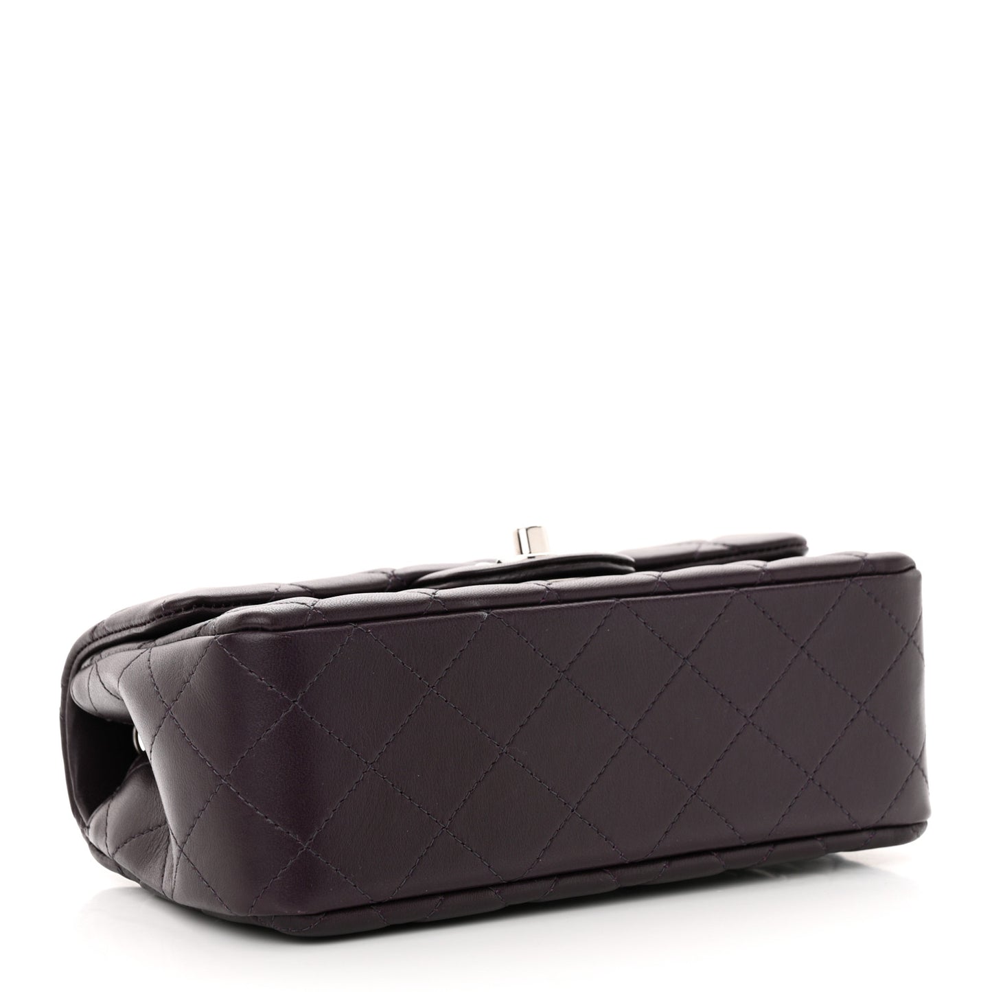 Lambskin Quilted Mini Rectangular Flap Dark Purple