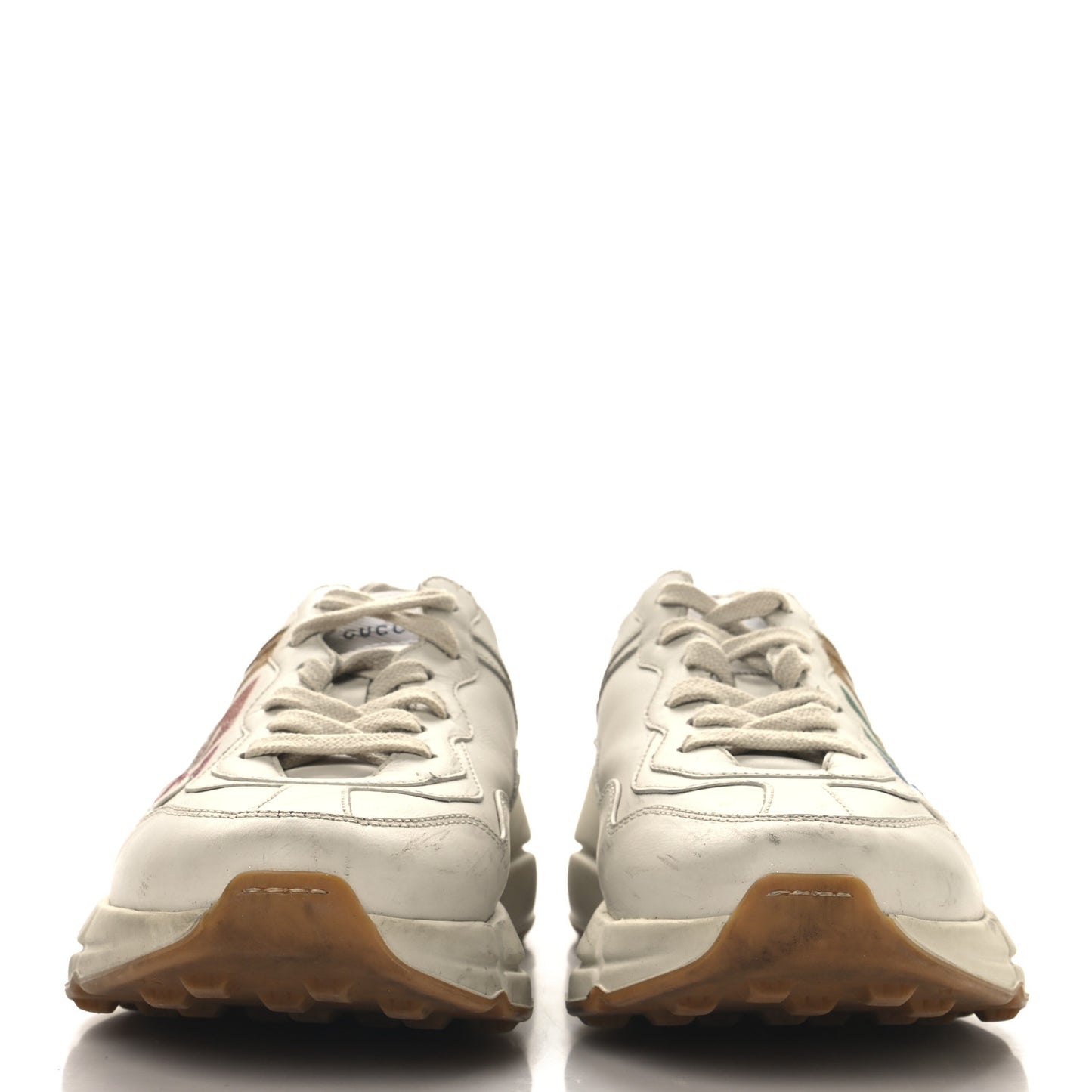 Calfskin Glitter Game Logo Womens Rhyton Sneakers 38.5 Mystic White