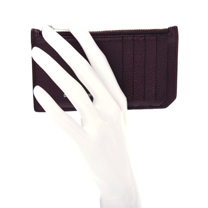 Saint Laurent Grained Calfskin 5 Fragments Zip Pouch Card Holder Amaranto 2 of 8