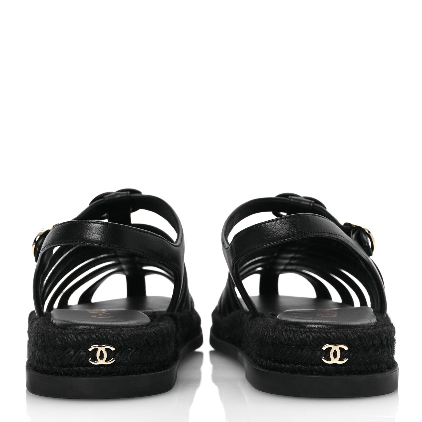 Lambskin Espadrille Sandals 41 Black