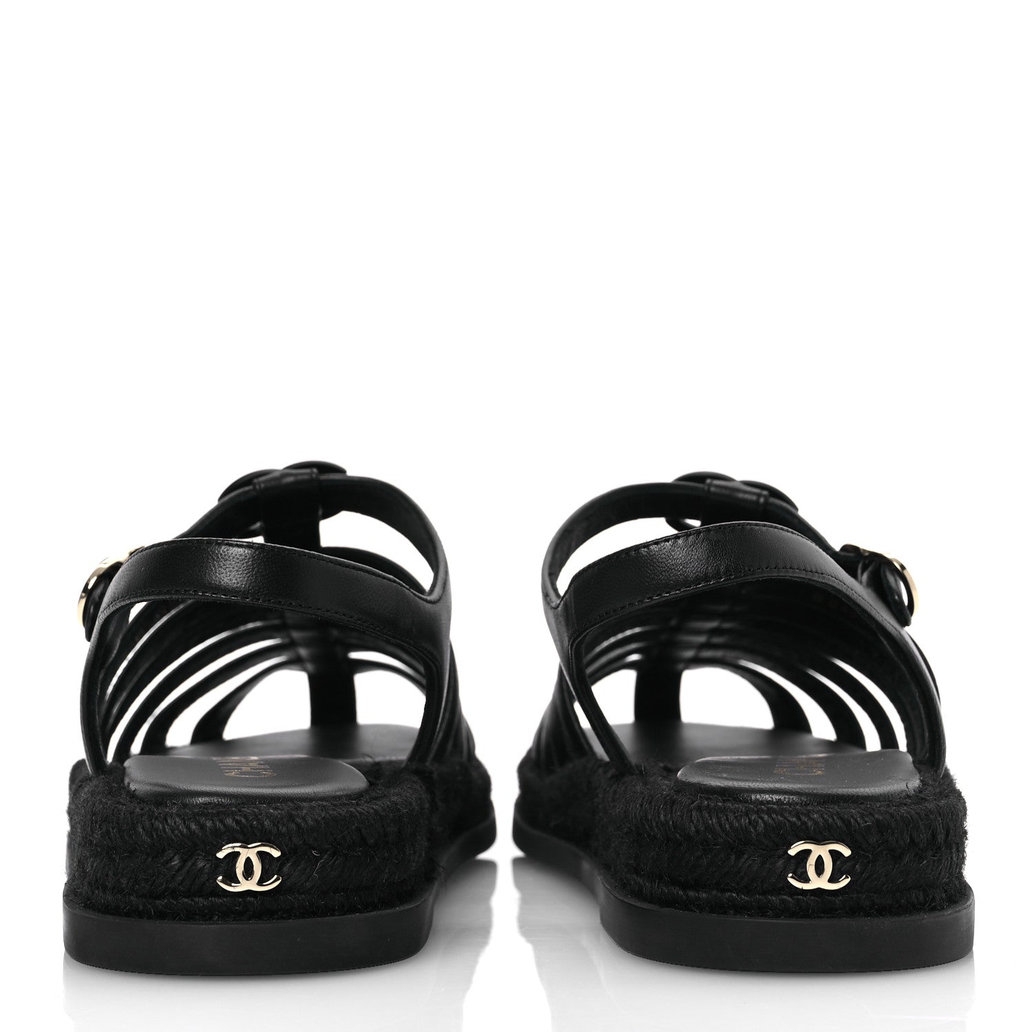 Chanel Lambskin Espadrille Sandals 41 Black 6 of 14