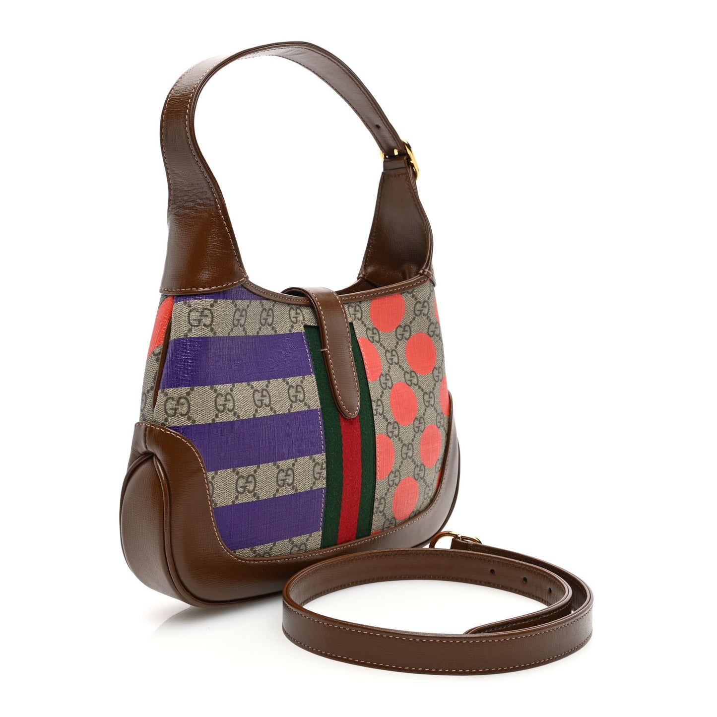 GG Supreme Monogram Azalea Calfskin Print Web Small Jackie 1961 Hobo Multicolor