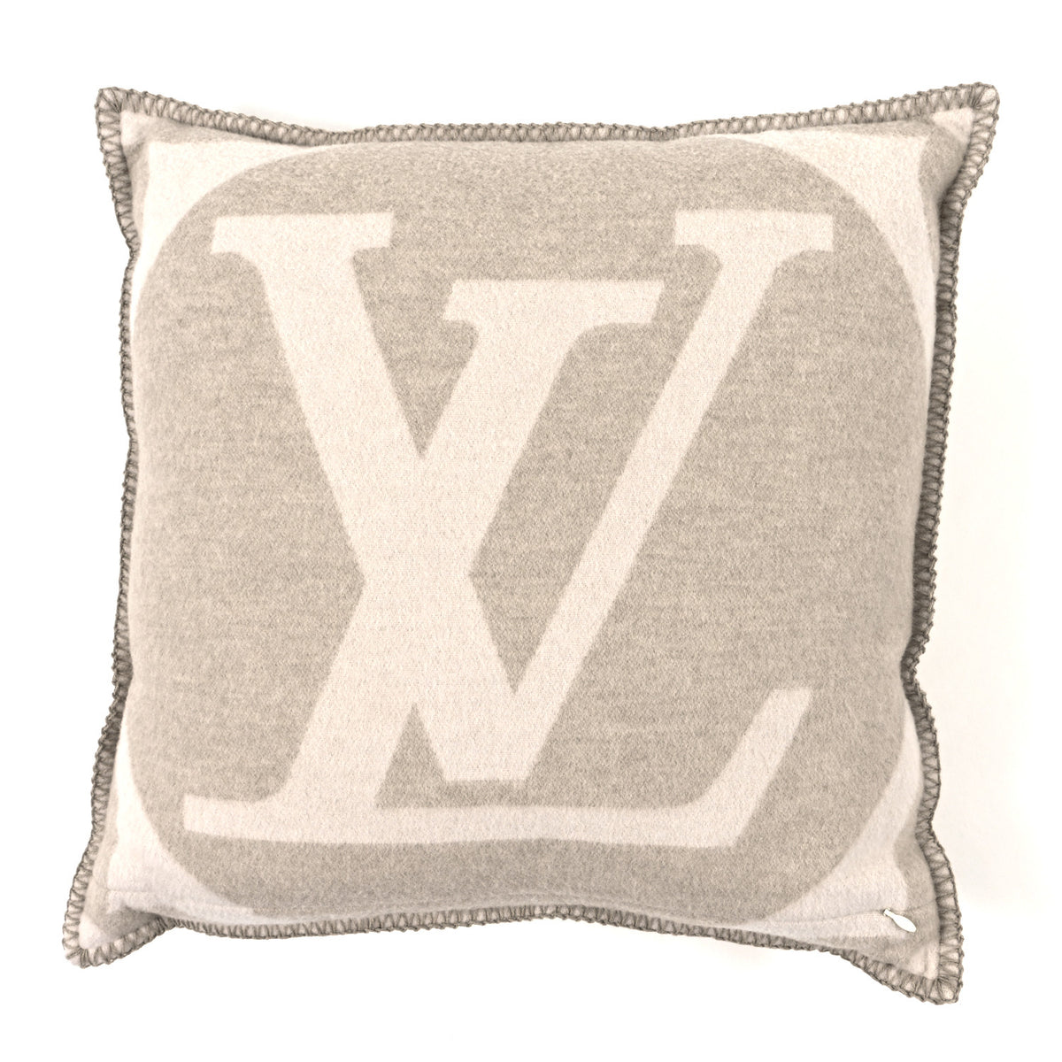 Wool Cashmere LV Medallion Cushion  Greige