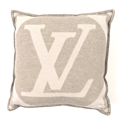 Louis Vuitton Wool Cashmere LV Medallion Cushion  Greige 2 of 3