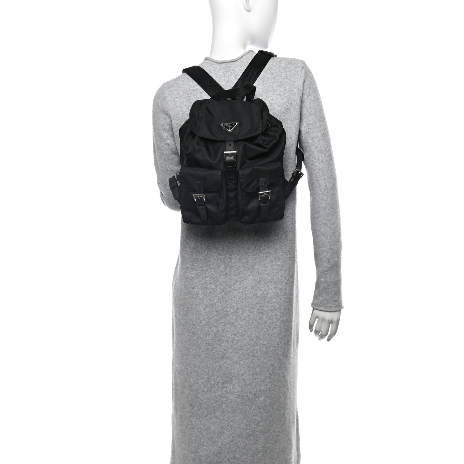 Prada Tessuto Nylon Saffiano Small Backpack Black 2 of 11