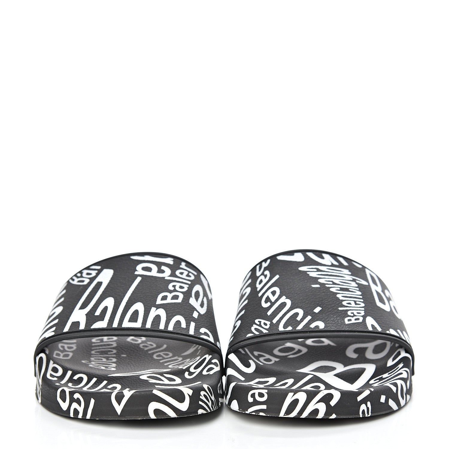 Balenciaga Rubber Wave Printed Womens Logo Pool Slide Sandals 36 Black 2 of 8