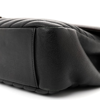Saint Laurent Sheepskin Matelasse Chevron Monogram Large College Satchel Black 10 of 18
