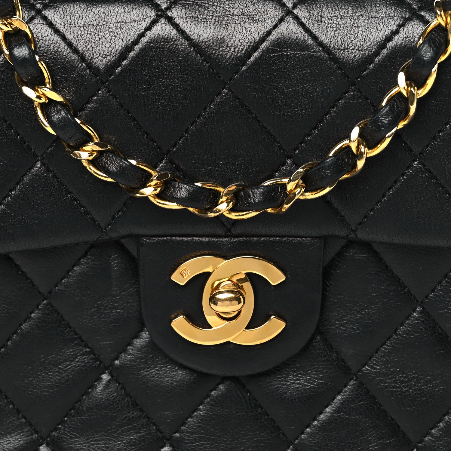 Chanel Lambskin Quilted Mini Square Flap Bag Black 8 of 10
