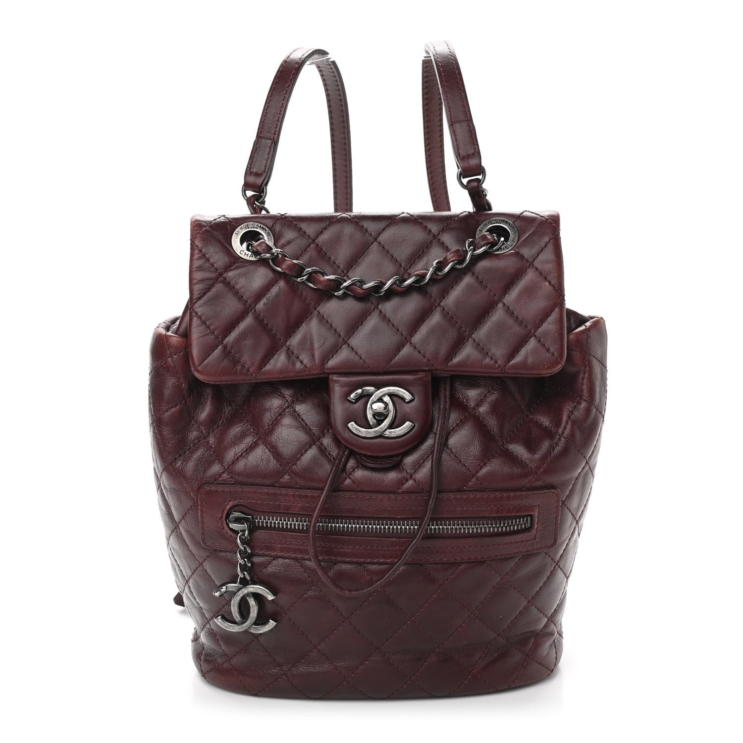 Chanel Glazed Calfskin Quilted Small Salzburg Backpack Burgundy 1 of 10