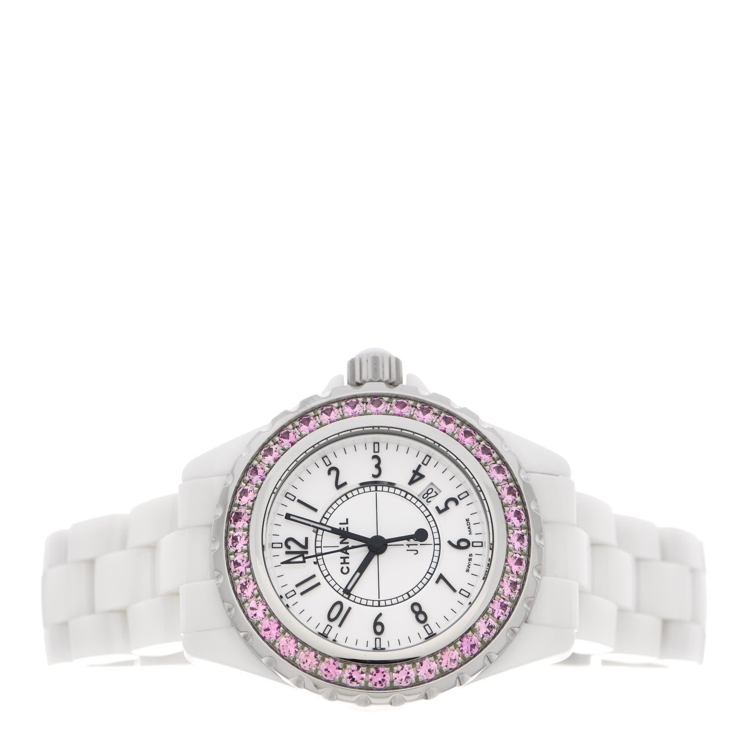 Chanel Stainless Steel Ceramic Pink Sapphire 33mm J12 Quartz Watch White 2 of 5