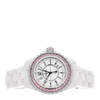 Chanel Stainless Steel Ceramic Pink Sapphire 33mm J12 Quartz Watch White 2 of 5