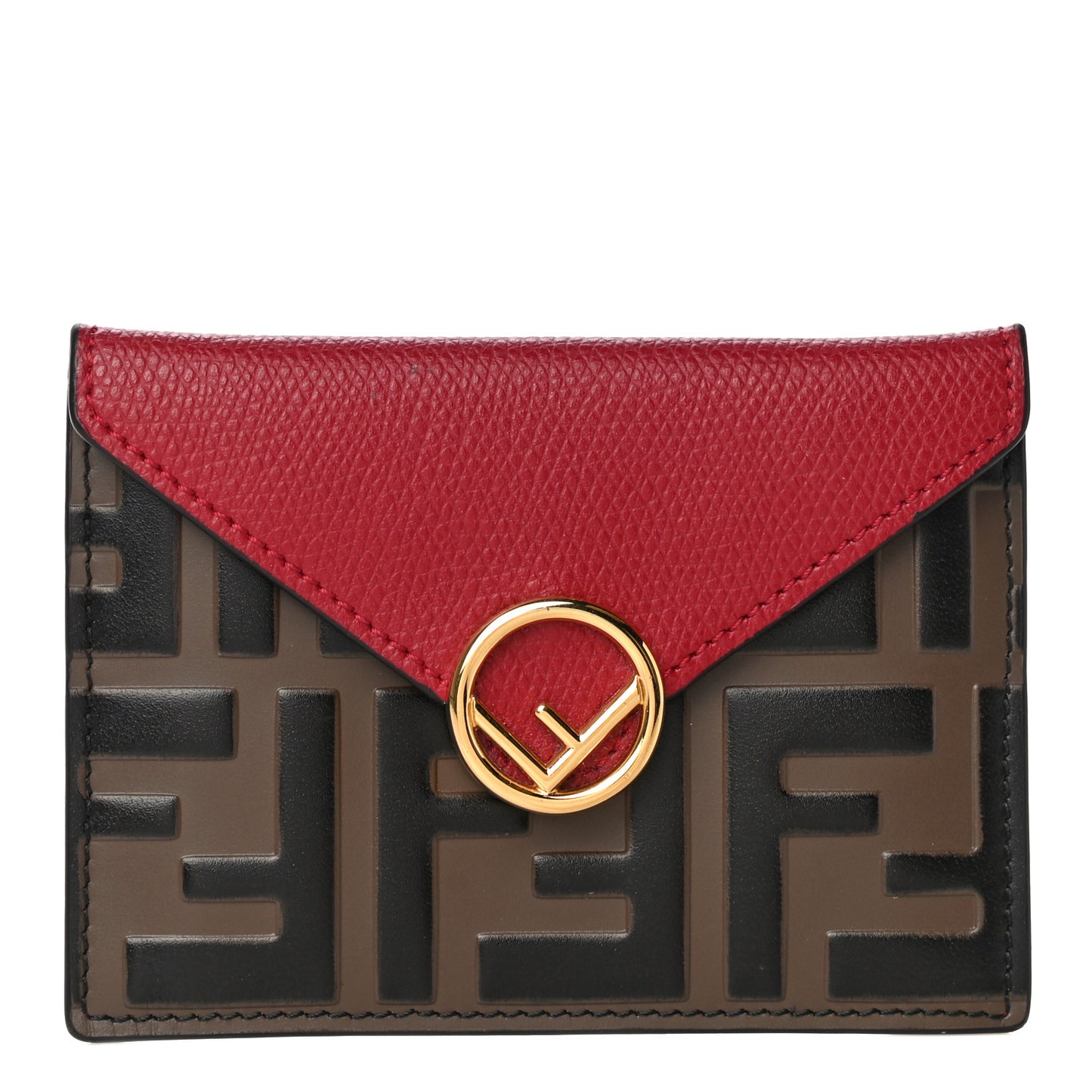 Vitello Cruise F is Fendi Bi-Color FF 1974 Embossed Small Envelope Pouch Maya Black Ribes