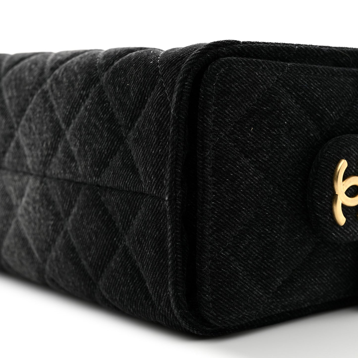 Washed Denim Quilted Mini Chanel 25 Handbag Black