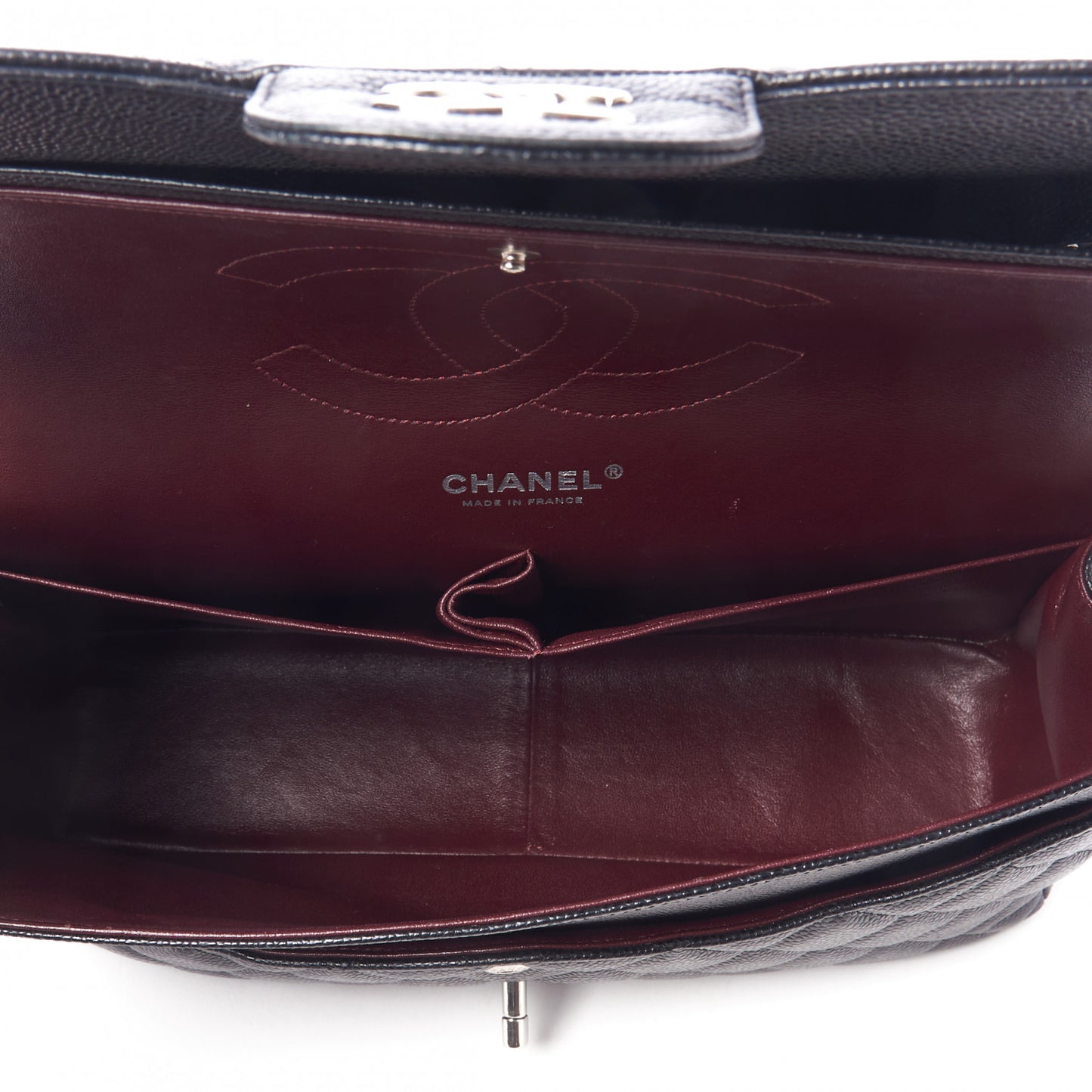 Caviar Quilted Jumbo Double Flap Black