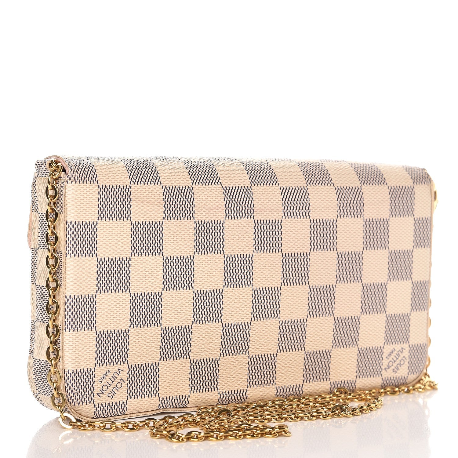 Louis Vuitton Damier Azur Pochette Felicie Chain Wallet Rose Ballerine 3 of 12