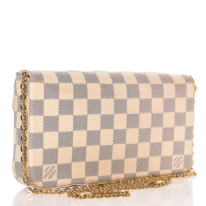 Louis Vuitton Damier Azur Pochette Felicie Chain Wallet Rose Ballerine 3 of 12