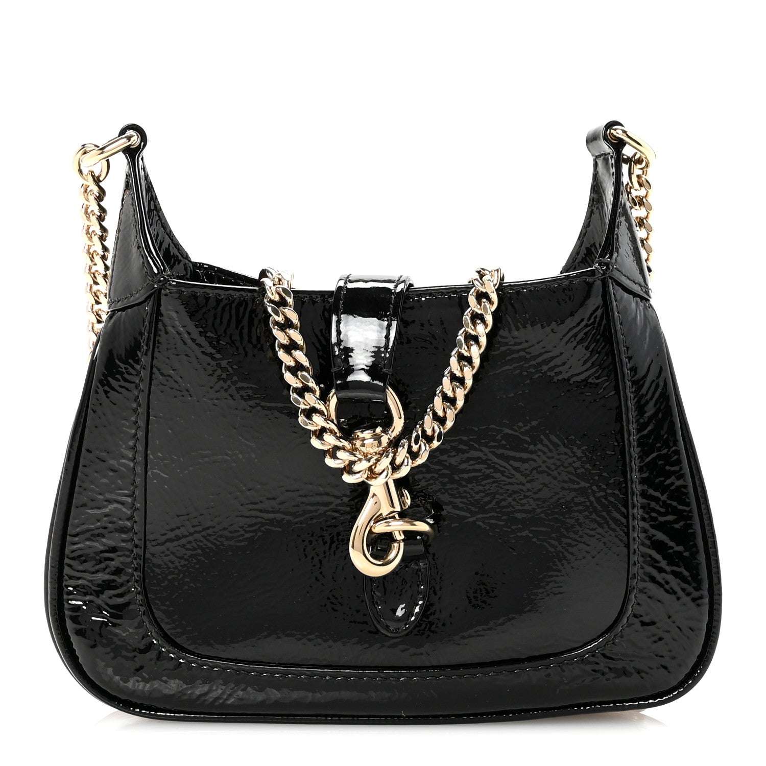 Gucci Crinkled Patent Mini Jackie Notte Bag Black 1778619