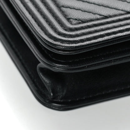 Chanel Calfskin Chevron Boy Wallet On Chain WOC Black 7 of 10