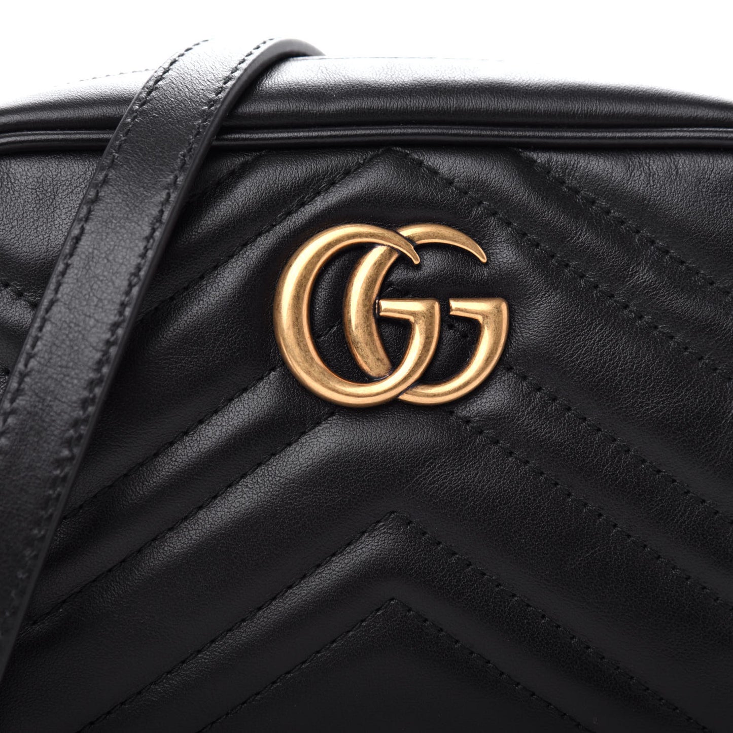 Calfskin Matelasse Mini GG Marmont Chain Shoulder Bag Black