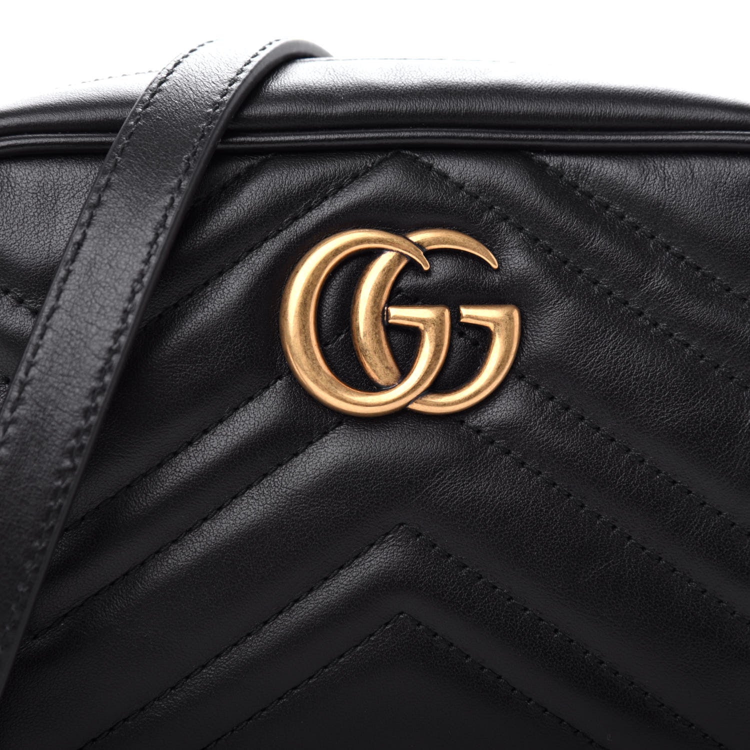 Gucci Calfskin Matelasse Mini GG Marmont Chain Shoulder Bag Black 10 of 10