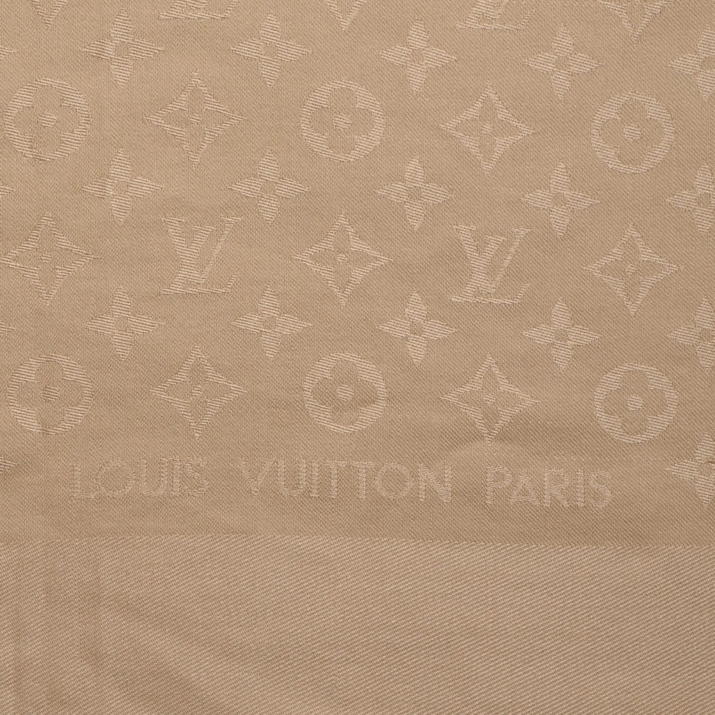 Silk Wool Monogram Shine Shawl Beige