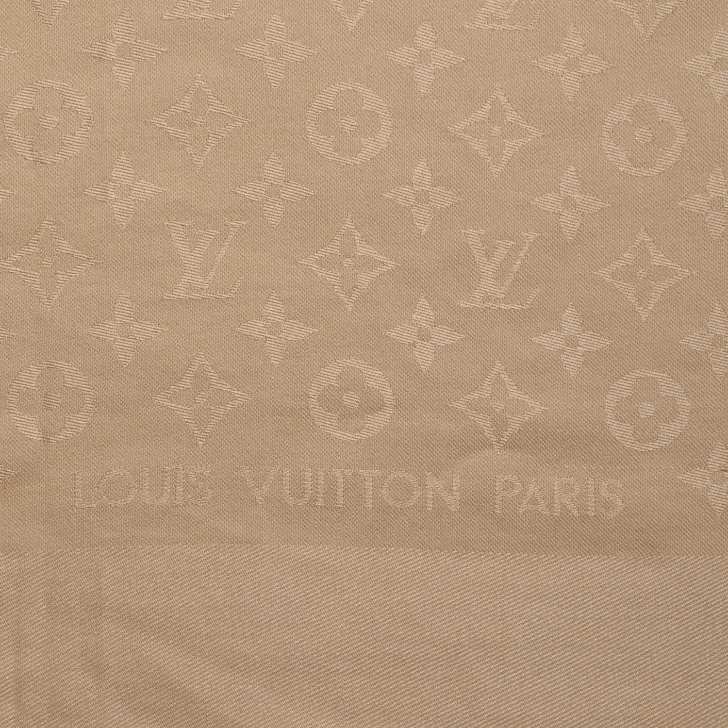 Louis Vuitton Silk Wool Monogram Shine Shawl Beige 4 of 7
