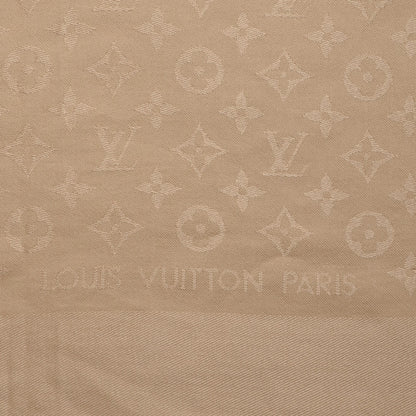 Louis Vuitton Silk Wool Monogram Shine Shawl Beige 4 of 7