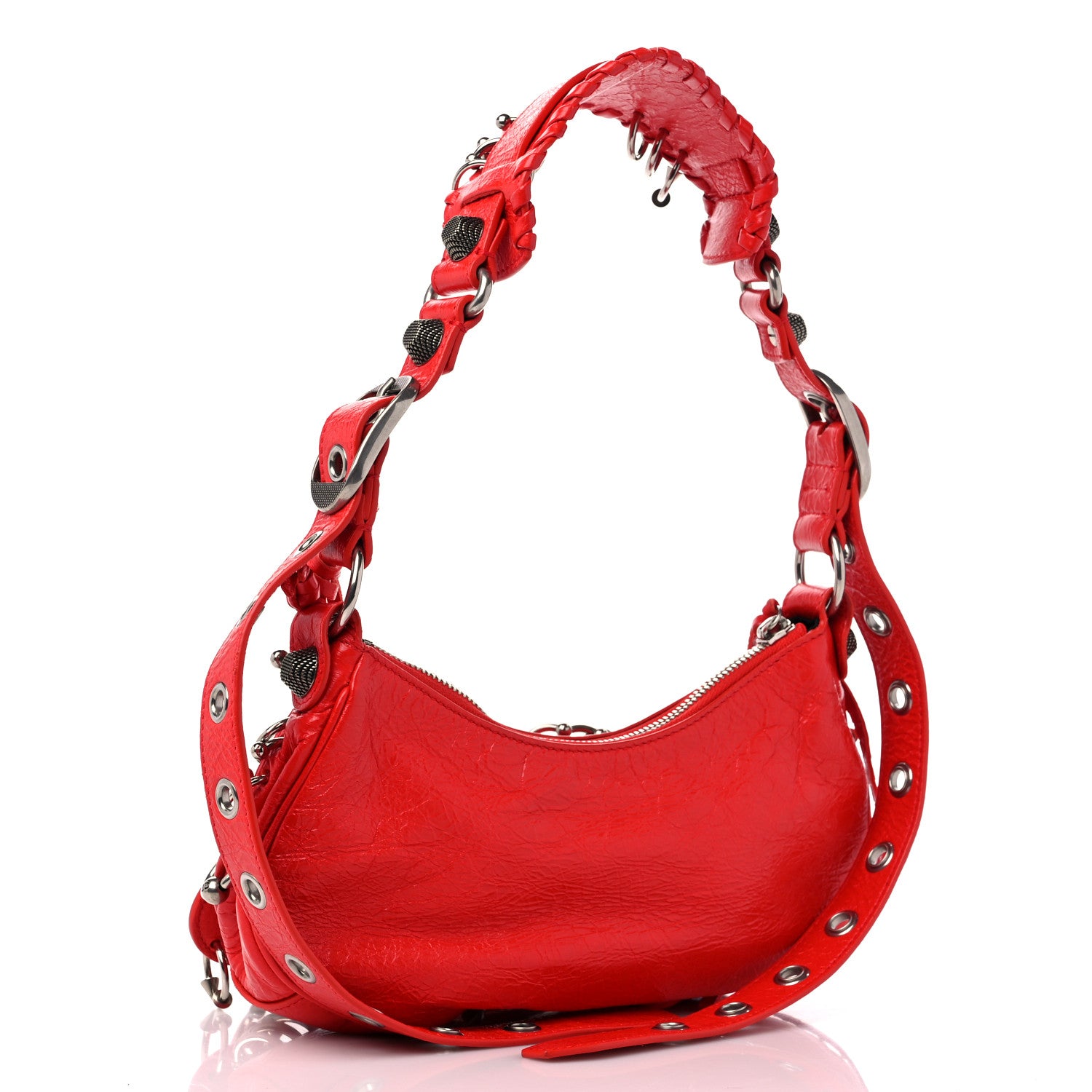 Balenciaga Agneau Arena Pierced Le Cagole Shoulder Bag XS Tomato