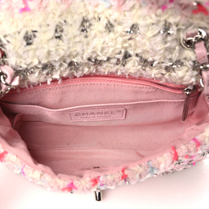 Chanel Tweed Quilted Mini Rectangular Flap Light Pink Silver Blue 5 of 10