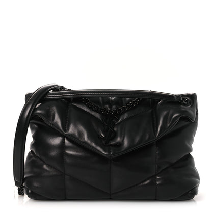 Saint Laurent Lambskin Quilted Toy Loulou Puffer Monogram Monochrome Chain Satchel Black 2 of 23