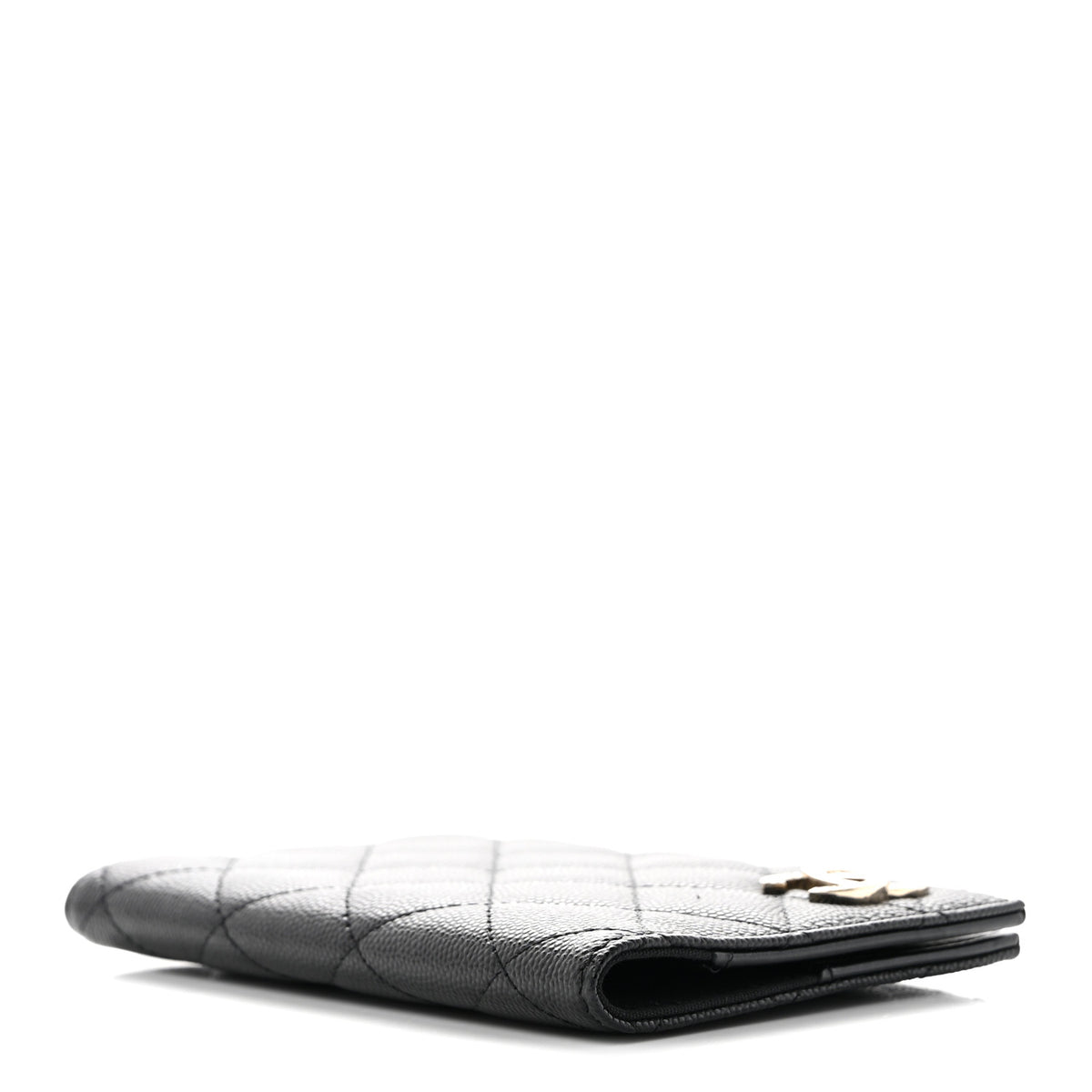 Caviar Quilted Crystal CC Passport Holder Black