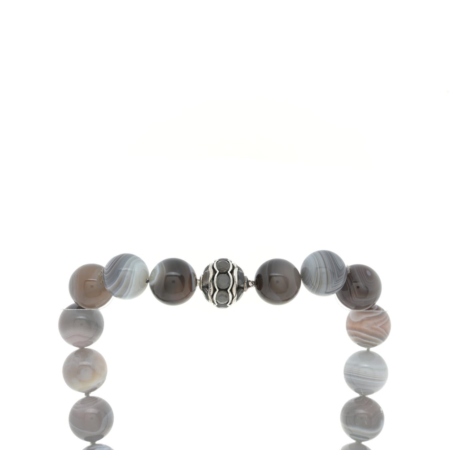 Sterling Silver Agate Moonstone 16mm Couture Bead Necklace