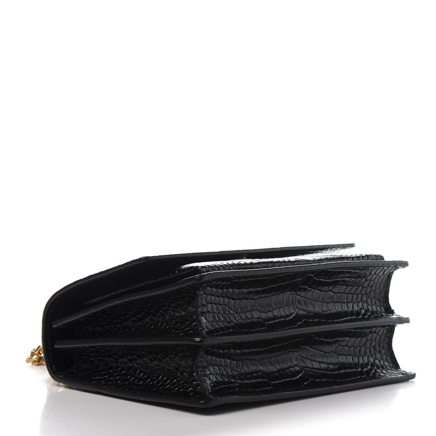 Calfskin Crocodile Embossed Medium Monogram Sunset Black