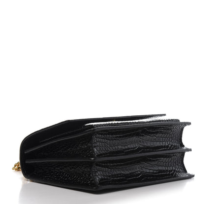 Saint Laurent Calfskin Crocodile Embossed Medium Monogram Sunset Black 5 of 14