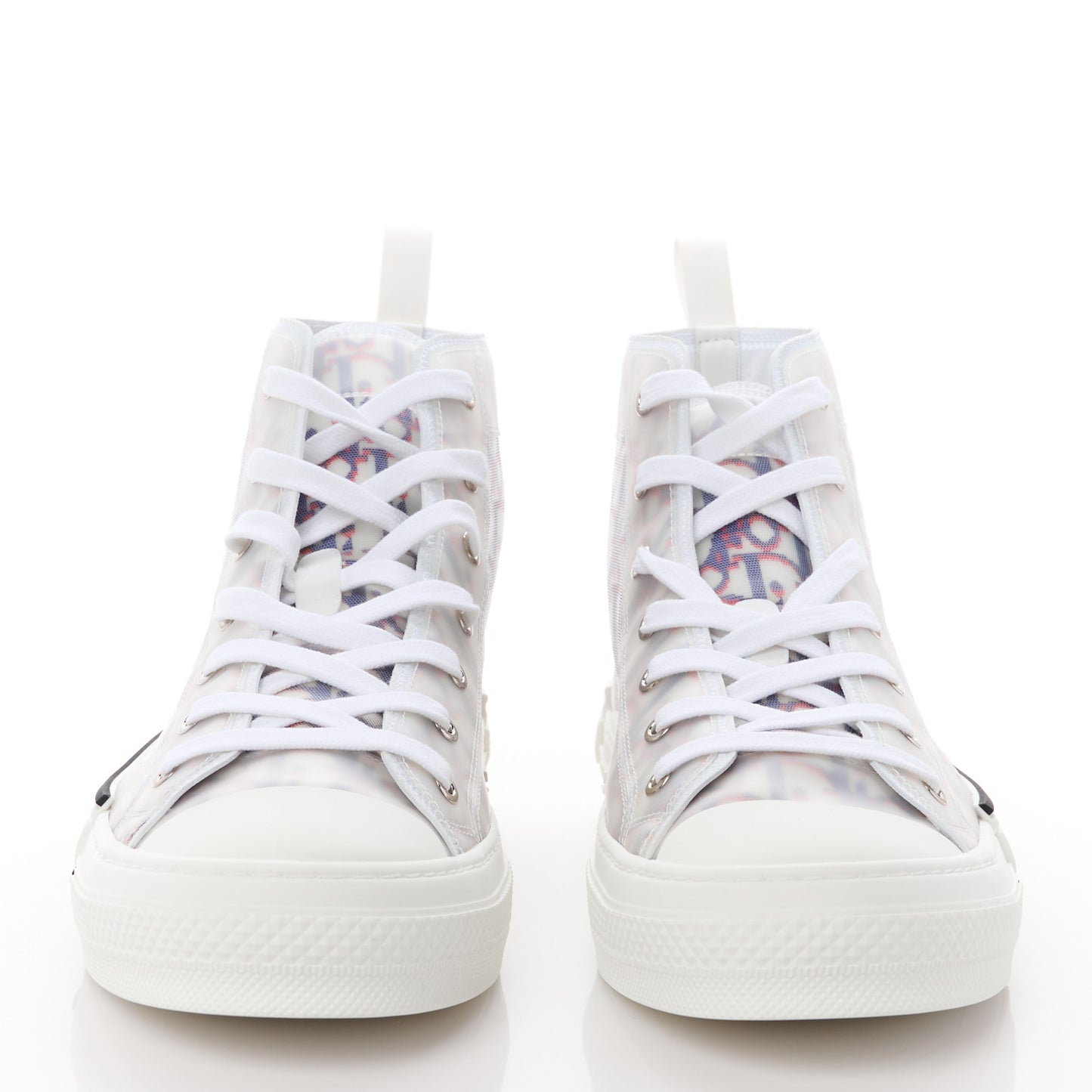 Technical Canvas Oblique Mens B23 High Top Sneakers 44 Blue Red
