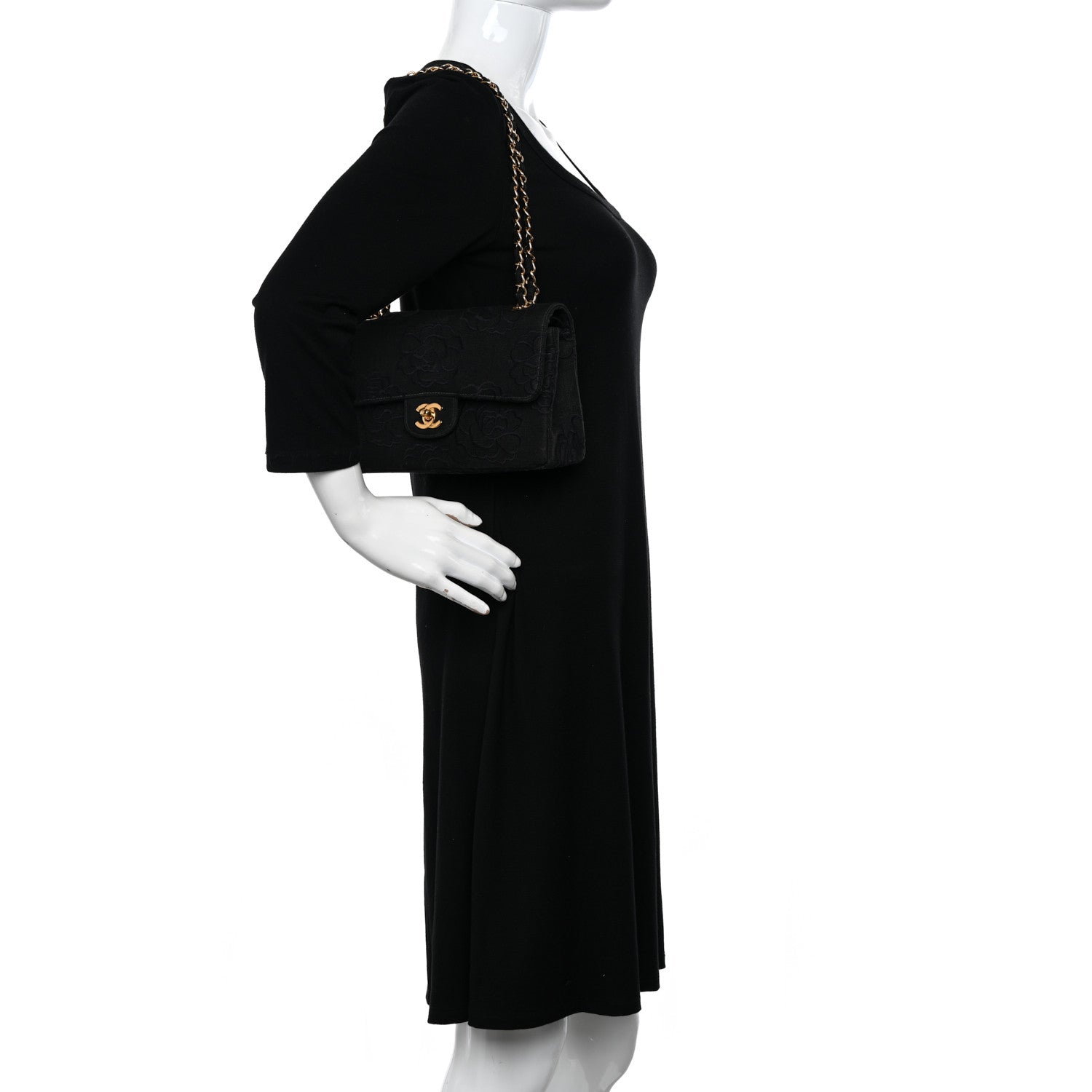 Chanel Canvas Camellia Embroidered Small Double Flap Black 2 of 13
