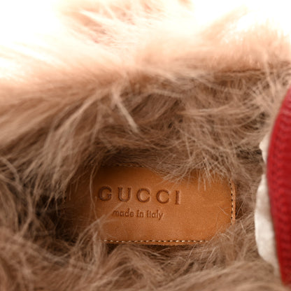 Gucci Malaga Kid Fur Womens Jordaan Loafers 37.5 Hibiscus Red Natural 7 of 8