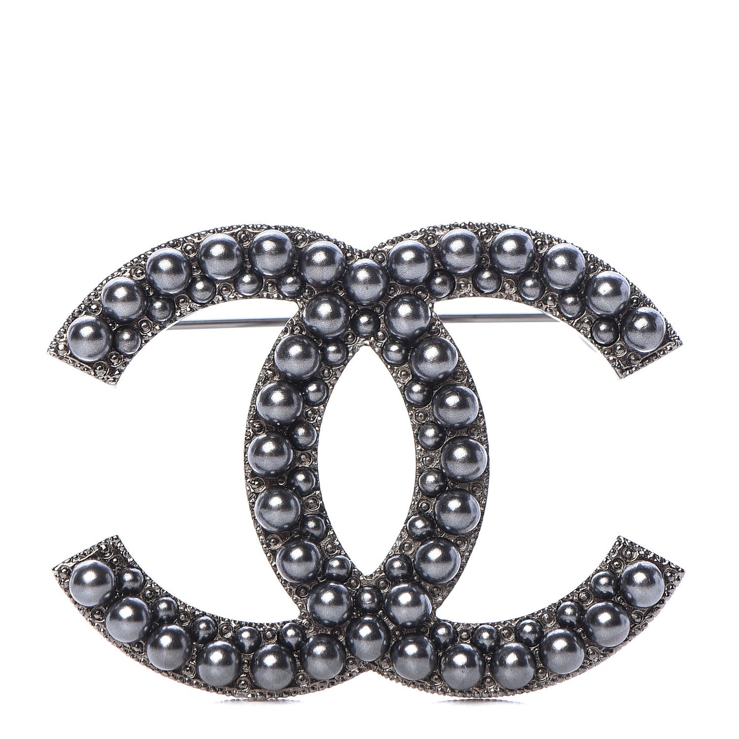 Ruthenium Pearl CC Brooch Dark Grey