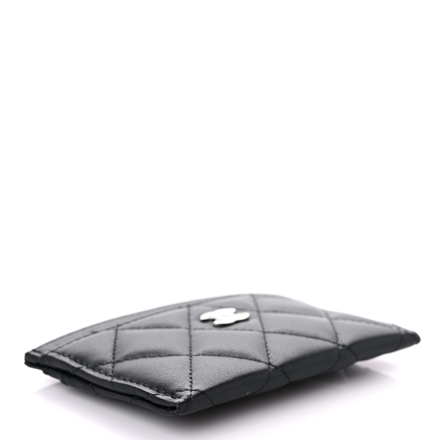 Lambskin Quilted Card Holder Black