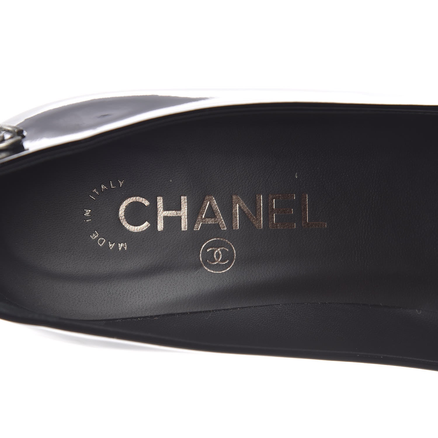 Chanel Patent Cap Toe CC Pumps 38.5 Black 10 of 12